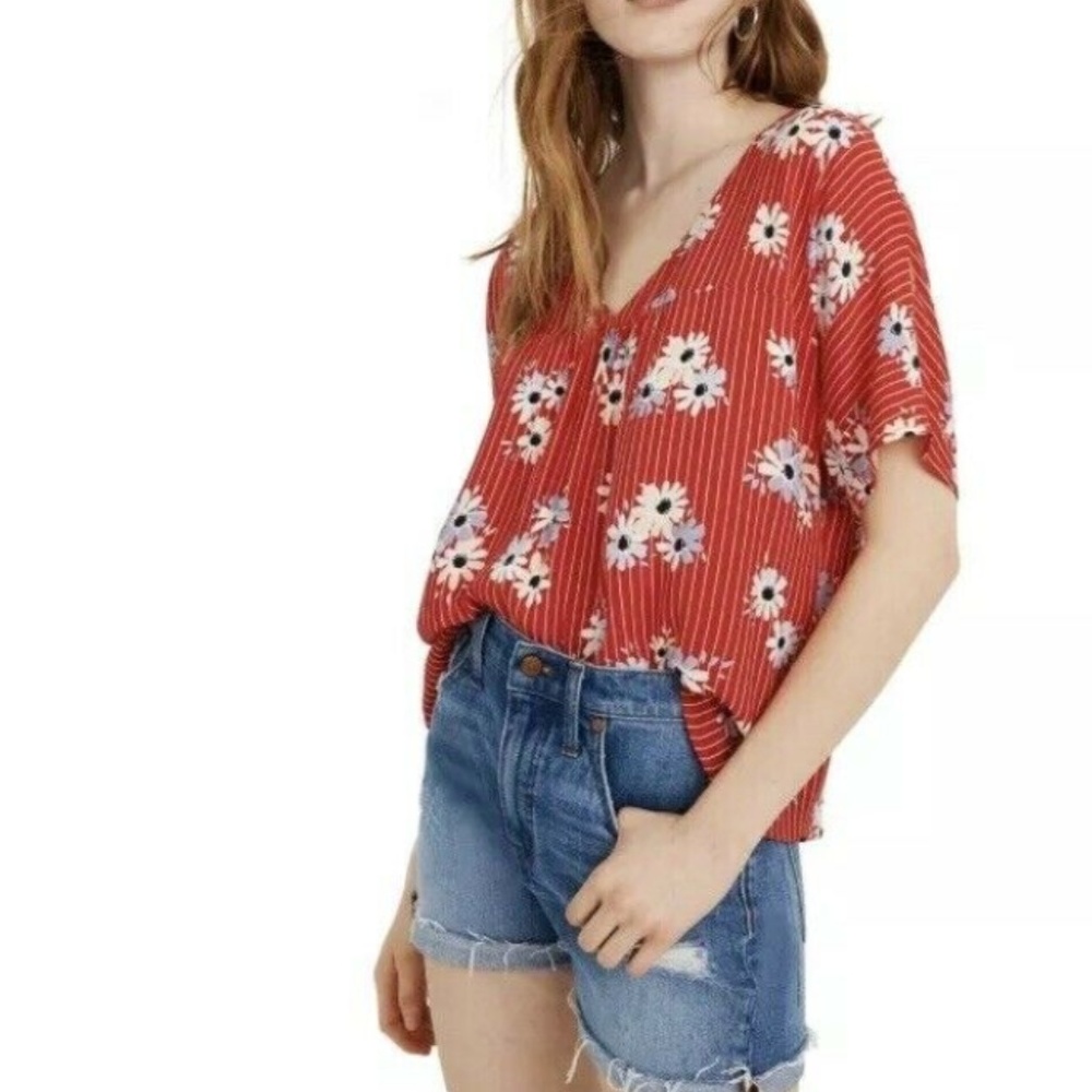 Madewell Red Floral Top